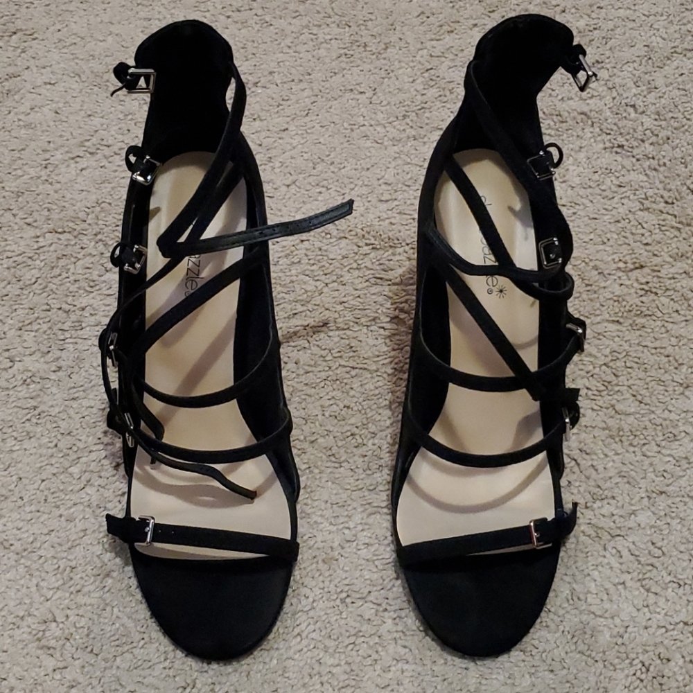 Black chunky heel sandal